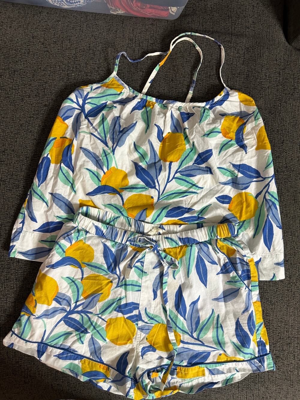 Printfresh Lemon Zest Organic Cotton Cami Pajama Short Set size XS